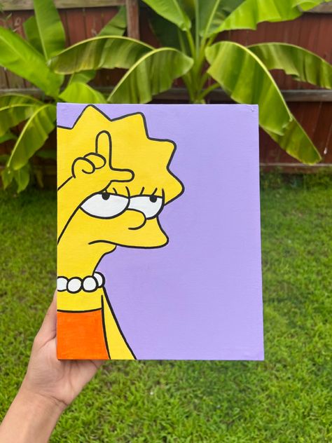 Tom Painting Cartoon, Easy Characters To Paint, Lisa Simpson Painting Canvas, Cartoon Pop Art Painting, Cartoon Characters Paintings Easy, Painting Ideas High Cartoons, Pics To Paint On Canvas, Simpson Painting Canvases, Simpson Painting Ideas