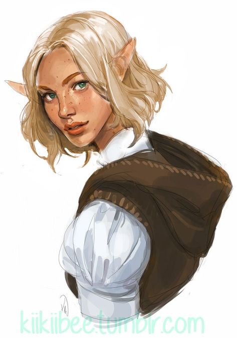 High Elves Dnd, Half Elf Dnd, Blonde Hair Characters, Half Elf Bard, Elven Woman, Elf Drawings, Elf Ranger, Dnd Elves, Half Elf