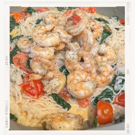 Lean & Green: Easy Shrimp Alfredo Lean And Green Alfredo Sauce, Lean And Green Alfredo, Crockpot Lean And Green Meals, Optavia Lean And Green Shrimp Recipes, Shrimp Alfredo With Spinach, Lean And Green Shrimp, Low Calorie Shrimp Alfredo, Alfredo With Spinach, Optivia Meals