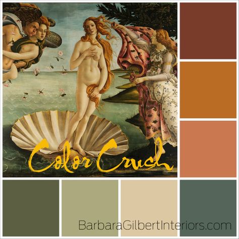 Color Crush: Renaissance Painting | Interior Design Dallas | Barbara Gilbert Interiors Birth Of Venus Art, Venus Painting, Venus Art, Birth Of Venus, Sandro Botticelli, Rennaissance Art, My Color, Color Crush, Color Textures