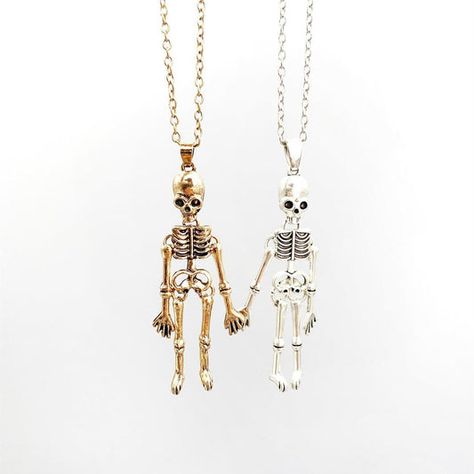 Bff Couple, Skeleton Necklace, Bff Necklace, Friendship Necklace, Bff Necklaces, Blue Gift, Halloween Gift, Skeleton, North America