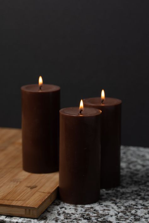 Richland Pillar Candle 3"x6" Brown - Quick Candles Purple Pillar Candles, Candles Purple, Restaurant Candles, Bouquet Succulent, Floating Candle Holders, Glass Pillar Candle Holders, Brown Candles, Home Weddings, Candle Luminaries