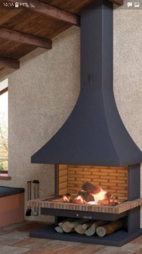 Wood Burning Stove Corner, Build Outdoor Fireplace, Parrilla Interior, Chimney Design, Wood Stove Fireplace, Home Design Magazines, Brick Fireplace Makeover, Outdoor Stove, Inglenook Fireplace