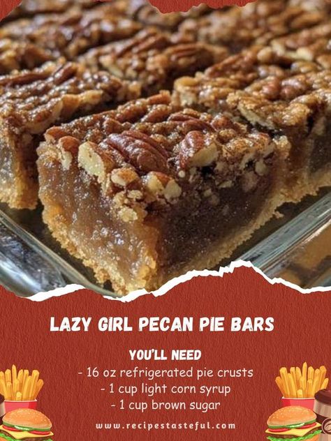 Lazy Girl Pecan Pie Bars With Pie Crust, Lazy Girl Pecan Pie Bars Just A Pinch, Lazy Girls Pecan Pie Bars, Pecan Pie Bars Pioneer Woman, Lazy Girl Pecan Bars, Lazy Girl Pecan Pie Bars, Pecan Deserts, Best Almond Biscotti Recipe, Usa Recipes