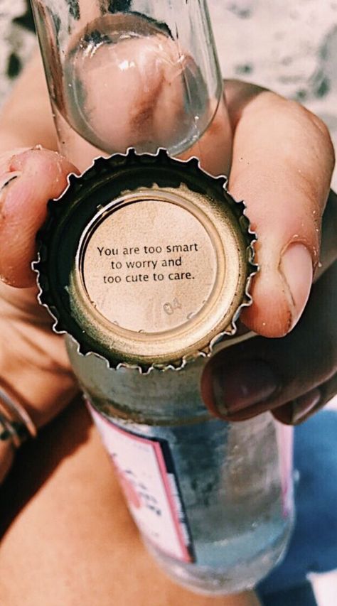 Too smart to worry & too cute to care A Quote, Bottle Cap