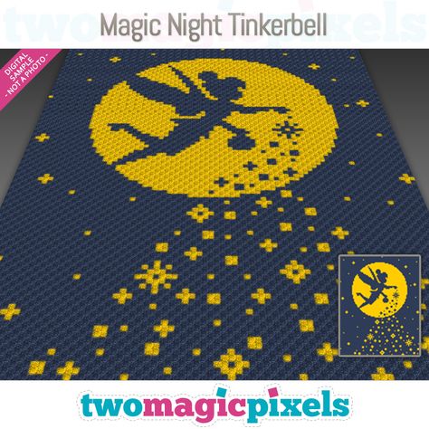 Magic Night Tinkerbell by Two Magic Pixels Sc Crochet, Crochet Graphs, Magic Night, Corner Ideas, Corner To Corner Crochet, Earrings Patterns, Crocheted Items, Graph Design, C2c Crochet