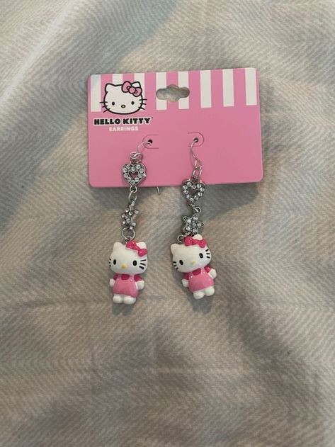 Items To Own In Your Dr, Aesthetic Items To Buy, Hello Kitty Earrings, Hello Kitty Merchandise, Sanrio Stuff, Hello Kitty Jewelry, Charmmy Kitty, Kitty Clothes, Kitty Items