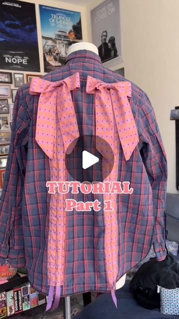 𝐁𝐋𝐀𝐂𝐊 𝐒𝐇𝐄𝐄𝐏 𝐁𝐎𝐍𝐄𝐒 on Instagram: "Part 1 of my slightly messy bow shirt tutorial!! sorry to split it up in two I can't post longer videos on this account. I hope the tutorial makes sense and you have fun if you end up making one!!💕🫶🏻🌈🐸🧷 #upcycling #fashionbrand #handmade #altfashion #alternative #unconventional
#maximalism #maximalist #sewingtutorial" Upcycling Shirts Ideas, Alternative Sewing Patterns, Button Up Shirt Upcycle, T Shirt Upcycling Diy, Clothing Upcycle Diy, Upcycled Fashion Refashioning, Diy Sewing Clothes Upcycling, Refashion Clothes Tutorial, Upcycled Clothing Tutorial