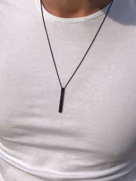 Good product but I ordered it cl and it is still very small Mens Jewelry Stainless Steel, Black Bar Necklace, Mens Black Jewelry, Men’s Necklaces, Mens Necklace Fashion, Mens Necklace Personalized, Mens Accessories Necklace, Personalized Mens Wallet, Best Gifts For Him