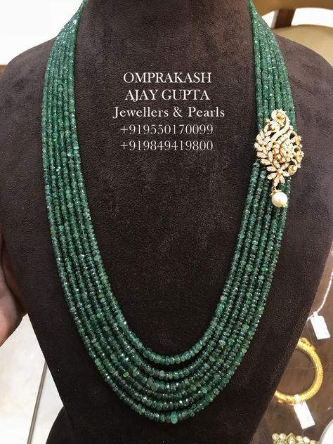 The Classy & Royal Sidepiece Necklace!!(Omprakash AJAY GUPTA Jewellers, +919550170099) Pearl Haram, Kasula Peru, Groom Jewellery, Ruby Necklace Designs, Beaded Wedding Jewelry, Pearl Chains, Emerald Set, Pearl Jewelry Design, Jewelry Designing