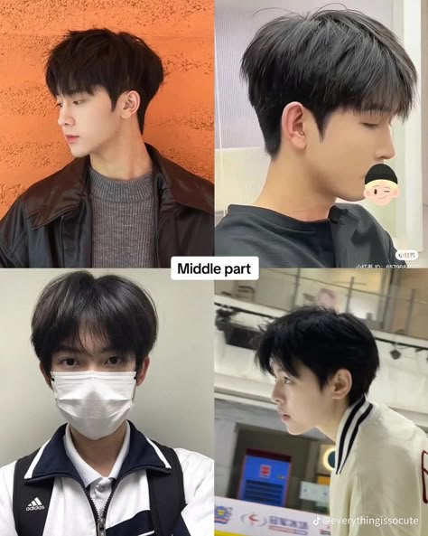 Middle Part men’s haircut/hairstyle (Korean) The Middle Part Hair Man, Korean Middle Part Haircut, Middle Part Korean, Middle Part Haircut Men, Korean Middle Part, Long Middle Part Hair Men, Middle Part Men, Shot Hair Cuts, Samurai Hairstyle