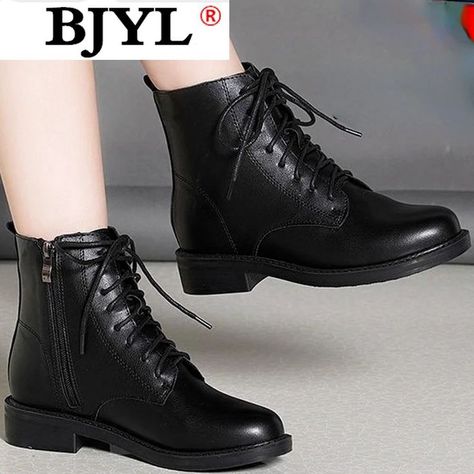 Boots Shoes Women, Womens Black Lace Up Ankle Boots, Black Lace-up Combat Boots For Business, Black Ankle Lace-up Boots For Business, Black Punk Lace-up Boots For Winter, Black Punk Lace-up Boots With Round Toe, Black Ankle-high Combat Boots With Laces, Suede Combat Boots, Black Lace Boots