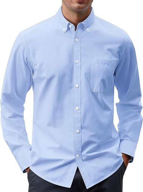 J.VER Men's Oxford Shirt Solid Casual Button Down Collar Shirts Long Sleeve Dress Shirts with Pocket Oxford Shirt Men, Mens Printed Shirts, Women's Button Down Shirt, Shirts Long Sleeve, Tuxedo Shirts, Long Sleeve Shirt Dress, Oxford Shirt, Button Down Collar, Dress Shirts