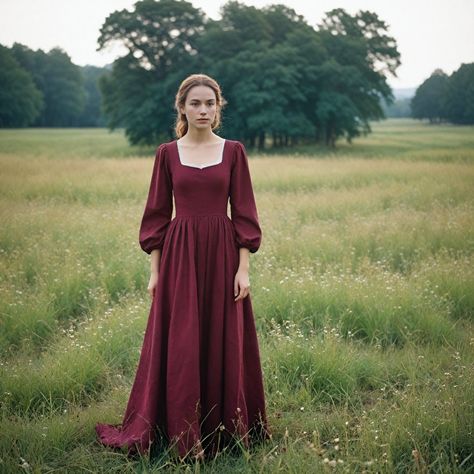 Embody elegance from another time in this ravishing burgundy medieval gown for women. This dress should be perfect for any Renaissance festival, Victorian theme events, and even historical cosplay because of its classic design and deep rich burgundy color. The flowing silhouette with a classic neck makes up the design for grace and royalty, suitable for any lady who wants to resemble these old charms. This dress is designed for comfort and durability, thus it is wear-worthy throughout the day at Medieval Clothing Female, Witch Dress Medieval, Red Medieval Dress, Historical Cosplay, Medieval Lady, Victorian Outfits, Day Gown, Victorian Theme, Victorian Cosplay