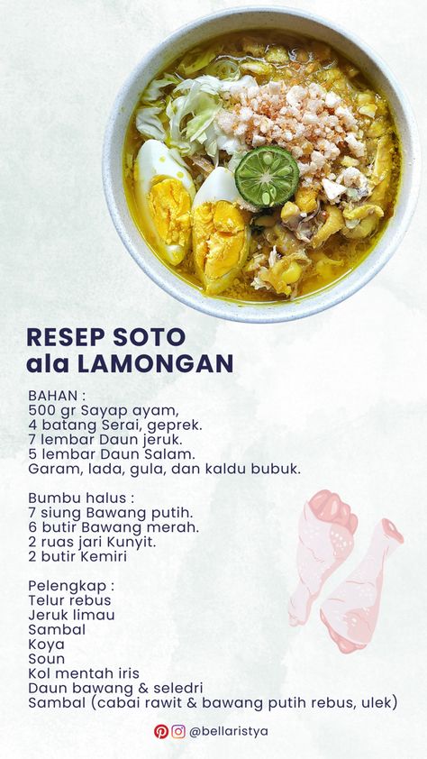 Soto Lamongan, Culinary Cooking, Ayam Bakar, Makanan Diet, Healthy Homemade Recipes, Food Combining, Healthy Food Motivation, Healthy Sweets Recipes, Delicious Snacks Recipes