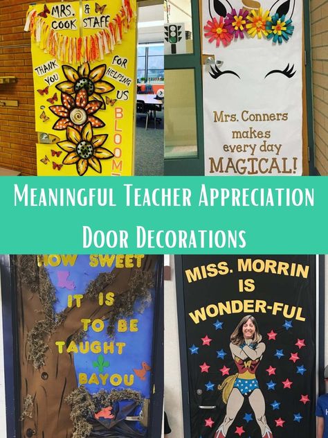 49 Meaningful Teacher Appreciation Door Decorations - PinkPopDesign Decorate Teachers Door Appreciation, Teacher Appreciation Door Decorations Ideas, Teacher Appreciation Door Posters, Flower Teacher Appreciation Door, Teacher Appreciation Doors Ideas, Teacher Appreciation Door Decor, Teacher Appreciation Posters Ideas Signs, Teacher Door Decorations Appreciation, Teacher Appreciation Week Door Ideas