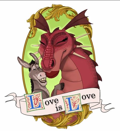 Shrek Donkey And Dragon, Shrek Illustration, Dragon And Donkey, Shrek Fanart, Shrek Tattoo, Donkey And Dragon, Shrek Dragon, Donkey Costume, Shrek Donkey