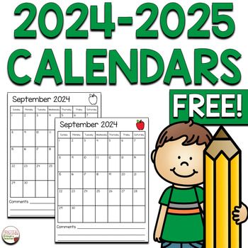 2024-2025 Calendars Planner Pages Vertical Printable FREE School Year Calendar 2024-2025, Free Printable School Year Calendar 2024-2025, Growth Mindset Notes, Behavior Calendar, Homework Calendar, Behavior Tracker, Preschool Calendar, Free Calendars, Vertical Calendar