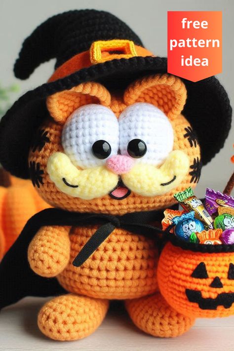 Create a witch cat amigurumi for Halloween with a candy basket. Detailed and easy-to-follow recipe for a charming, themed decoration. Free Thanksgiving Crochet Patterns, Thanksgiving Amigurumi, Crochet Stuffys, Dehydrator Ideas, Crochet Figures, Thanksgiving Crochet Patterns, Halloween Knit, Fall Crochet Projects, Crochet Characters