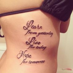 Tomorrow Tattoo, Deep Meaningful Tattoos, Him And Her Tattoos, First Tattoo Ideas, Today Tattoo, Hope For Tomorrow, Promise Tattoo, Small Shoulder Tattoos, Tattoo Lettering Design