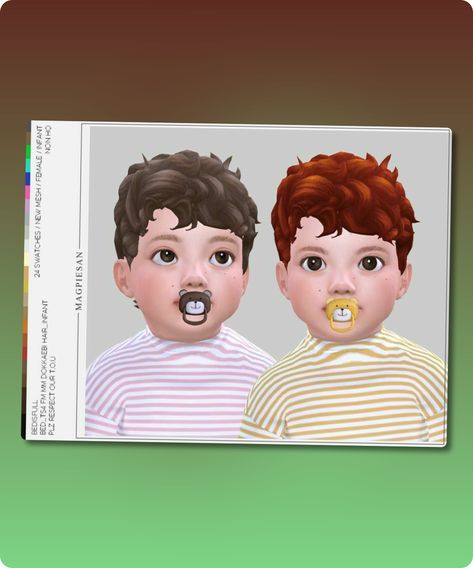 Culry Short haircuts in 24 colors for infant. Non HQ. Created by BED of Team Magpiesan Filesize: 5 MB Author: magpiesan #gaming #sims #hairstyles #sims4cc #sims4 #hq_mod Infant Cc Sims 4 Hair Male, Sims 4 Cc Infant Hair Boy, Sims 4 Cc Infant Hair Male, Sims Hairstyles, Hair Without Bangs, Infant Cc, 4 Hairstyles, Infant Hair, Sims 4 Cc Download