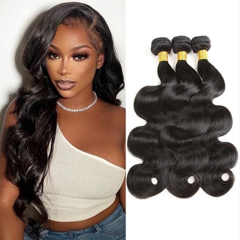 Brazilian Virgin Body Wave Human Hair 3 Bundles 100% Unprocessed Virgin Body Wave Long Inch Human Hair Extension for Women Natural Black Color (12 14 16Inch, Body Wave Bundles) 2 Hair Color, Brazilian Curly Hair, Body Wave Bundles, Makeup Glam, Hair Body Wave, Brazilian Straight Hair, Half Up Half Down Hair, Hair Quality, Wig Accessories