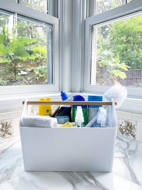 Organized Cleaning Caddy - Simply Organized Bathroom Cleaning Caddy, Cleaner Organization, Cleaning Supply Caddy, Cleaning Supplies Caddy, Cleaning Closet Organization, Cleaning Cart, Simply Organized, Vienna Apartment, Cleaning Caddy