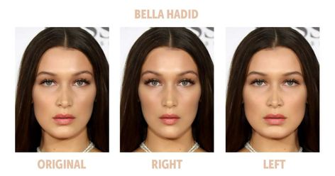 Side-by-side photos show which models have the most symmetrical faces, including Gigi, Bella Hadid Symmetrical Face, Bella Hadid Hair, Side By Side Photo, Gigi Bella, Glute Bands, Beauty Hacks Skincare, New Hair Trends, Bleach Blonde, Beauty Hacks Video