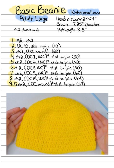 Crochet Patterns For Big Yarn, Basic Hat Crochet Pattern Free, Adult Hat Crochet Pattern, Free Crochet Patterns Written, Free Downloadable Crochet Patterns, Kittenmallow Crochet Patterns, Crochet Patterns Written, How To Start A Crochet Business, 1 Day Crochet Projects