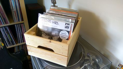 IKEA KNAGGLIG for 7” Organization Ikea Crates, Record Room, Ikea Hack, Home Organization, Thread, House Design, Vinyl, Home Decor, Home Organisation