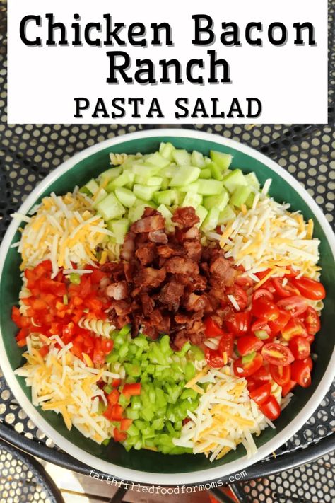 Best Chicken Bacon Ranch Pasta Salad Recipe Ever Chicken Bacon Ranch Pasta Salad, Favorite Pasta Salad, Bacon Ranch Pasta, Bacon Ranch Pasta Salad, Chicken Bacon Ranch Pasta, Side Salad Recipes, Ranch Salad, Ranch Pasta Salad, Bacon Chicken