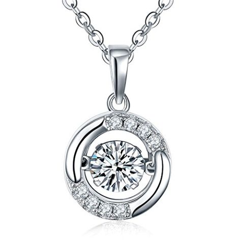 YL Dancing Diamond Sterling Silver Cubic Zirconia Pendant Necklace, 1.4 Cttw 18" * See this great product. Dancing Diamond, Dance Necklace, Star Necklace Silver, Synthetic Diamond, Dance Jewelry, Topaz Pendant, Women Necklace, Silver 925 Necklace, Sterling Silver Necklace Pendants