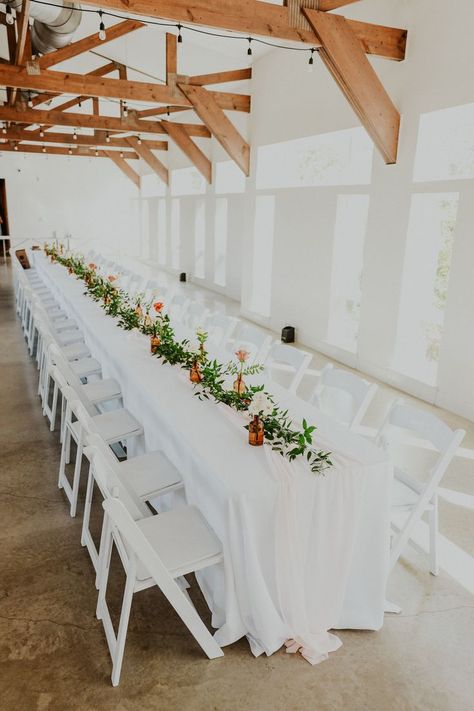 Flower Bud Vases Table, Bud Vase Wedding Long Table, Italian Ruscus Garland With Bud Vases, Bud Vase And Greenery Wedding Table, Bud Vase With Greenery, Eucalyptus Runner With Bud Vases, Bud Vase Tablescape Long Table, Long Table Bud Vases, Bud Vases Long Table