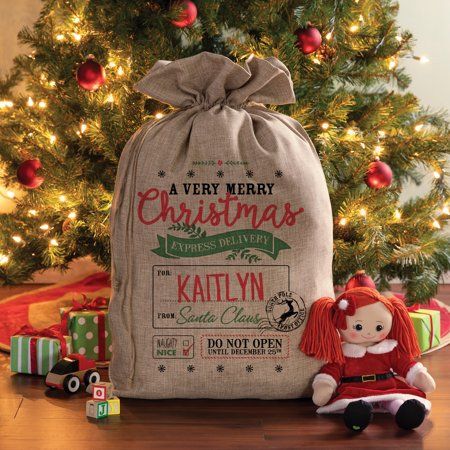 Reindeer Feed, Canvas Gift Bag, Christmas Express, Personalised Santa Sacks, Santa Bags, Burlap Sacks, Gift Sack, Christmas Sack, Wine Gift Bag