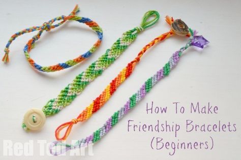 How to Make Friendship Bracelets (Beginners) Red Resizable Friendship Bracelets For Everyday, Handmade Red Braided Friendship Bracelets, Handmade Red Heart Friendship Bracelets, Red Hand-strung Friendship Bracelets With Round Beads, Red Hand-strung Braided Friendship Bracelets, Embroidery Floss Bracelets, Braided Friendship Bracelets, Making Friendship Bracelets, Friendship Bracelets Easy