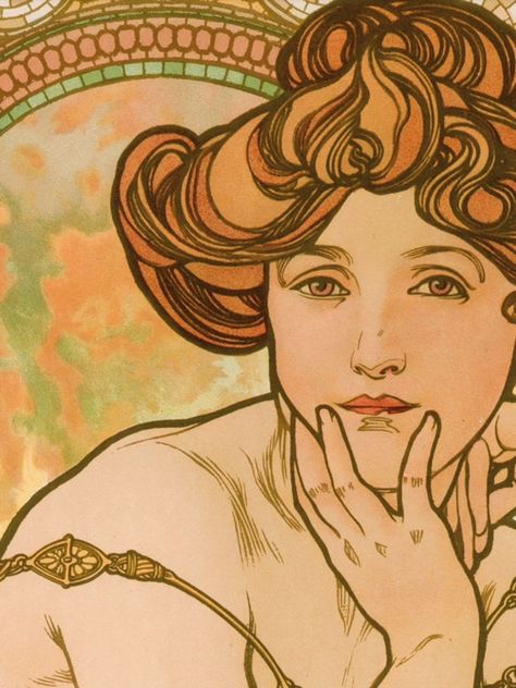 Arte Aries, Art Deco Portrait, Alfons Maria Mucha, Art Nouveau Mucha, Motifs Art Nouveau, Alphonse Mucha Art, Mucha Art, Alfons Mucha, Art Nouveau Illustration