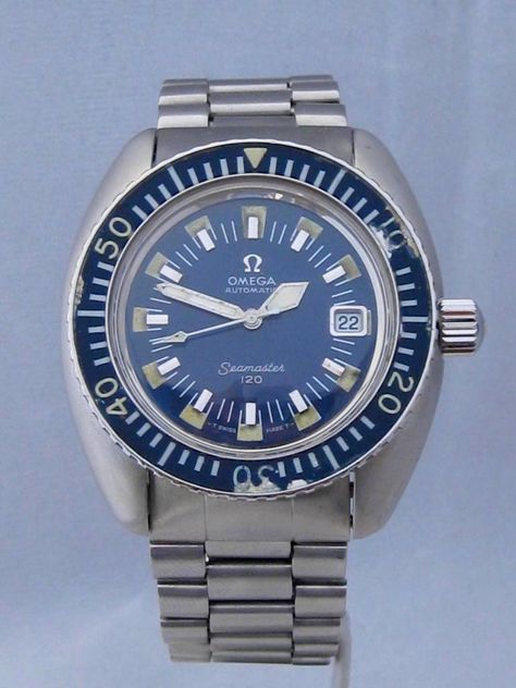 1970 Omega Seamaster 120 Deep Blue Omega Seamaster 120, Omega Seamaster 300, Seamaster 300, Vintage Omega, Vintage Watches For Men, Omega Seamaster, Sport Watches, Swiss Watches, Rolex Watches