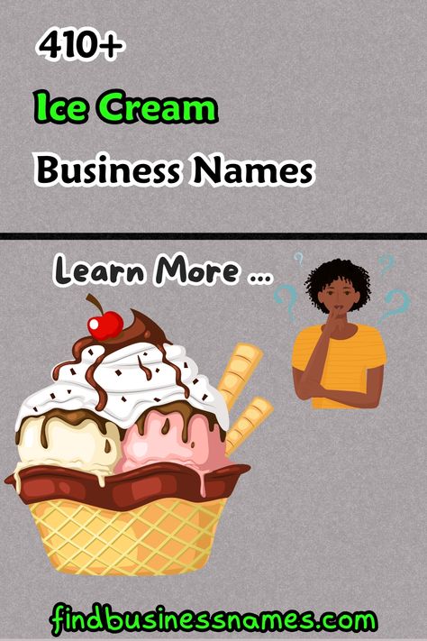 Check out our curated list of creative names that will leave your customers craving for more! 

From "Scoops & Delights" to "Frosty Bliss," find the perfect name that captures the essence of your sweet treats. 

Get inspired and stand out in the crowded ice cream industry with these handpicked business names! 

#IceCreamBusinessNames Ice Cream Shop Names, Ice Cream Names, Ice Cream Companies, Ice Cream Business, Creative Names, Ice Cream Shop, Business Names, Company Names, Dairy Free