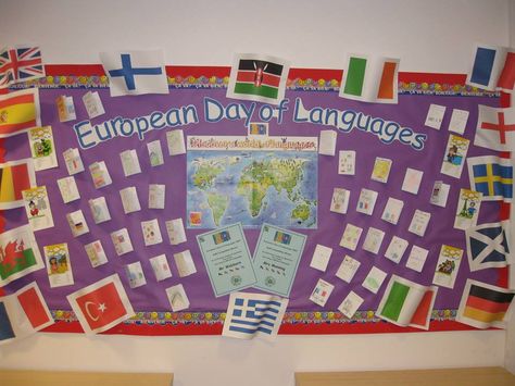 A display for European Day of Languages (September 26) European Language Day Projects, European Day Of Languages Ideas Project, European Day Of Languages Project, European Day Of Languages Poster Ideas, European Language Day Ideas, European Day Of Languages Poster, International Language Day, European Day Of Languages, School Study Ideas