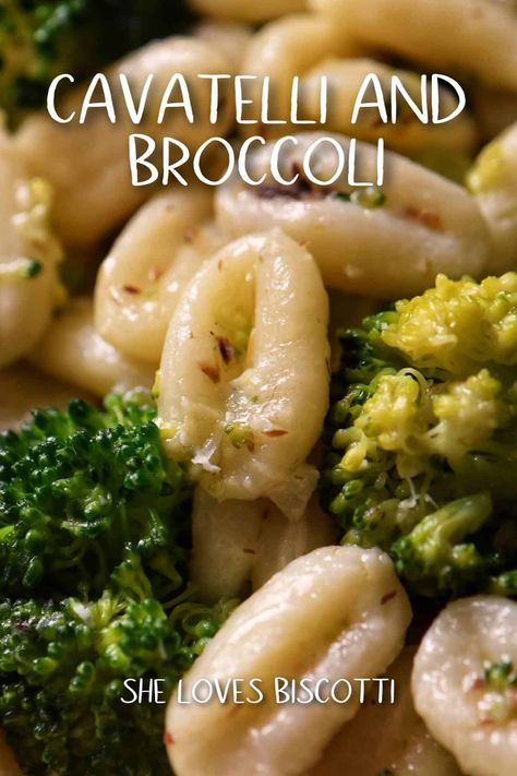 Cavatelli and Broccoli is a simple and easy recipe that is the result of combining crisp-tender broccoli and toothsome cavatelli. This classic, rustic Italian pasta dish will leave you wanting more! #broccolipasta #cavatelli #broccoli #easypastadinner Cavatelli And Broccoli Recipe, Broccoli And Cavatelli, Broccoli Cavatelli Recipe, Italian Broccoli Recipes, Broccoli And Cavatelli Recipe, Cavatelli Recipe Dinners, Broccoli And Pasta Recipes, Pasta And Broccoli Recipes, Cavatelli And Broccoli