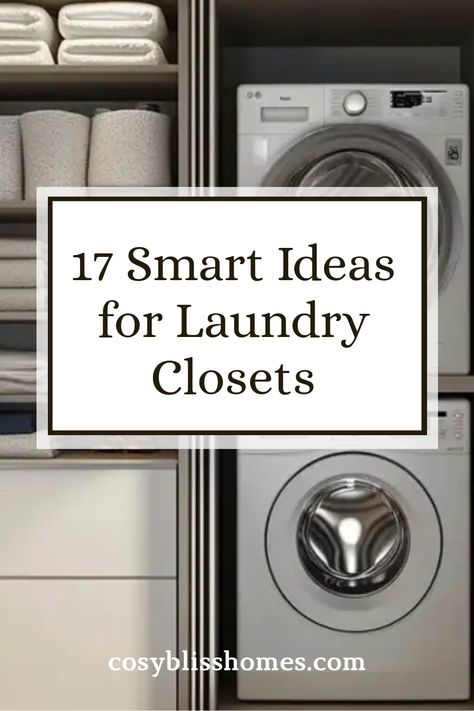 Are you ready to make your laundry closet a must-see space? Check out these 17 smart laundry closet ideas perfect for cozy areas. From blending multi-purpose appliances to stylish storage solutions, we've got you covered! Discover nifty hacks to save space and keep your laundry essentials organized. Whether you're looking for stackable options or creative shelving systems, these ideas will inspire you to transform your clinic of chores into a functional room. Say goodbye to clutter and hello to efficiency today! Small Laundry Closet Ideas, Laundry Closet Ideas, Laundry Closets, Creative Shelving, Small Laundry Closet, Apartment Ideas Living Room, Space Saving Hacks, Laundry Essentials, Laundry Closet