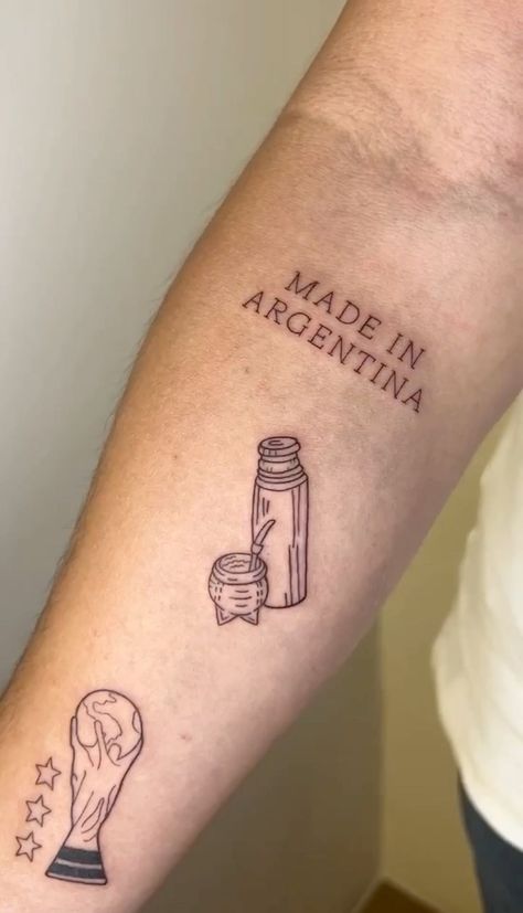 Argentinian Tattoo Ideas, Mate Tattoo Argentina, Tattoo Futbol Ideas, Argentina Tattoo Ideas, Mexico Tattoo Ideas, Argentina Tattoo, 108 Tattoo, Messi Tattoo, Argentina Art