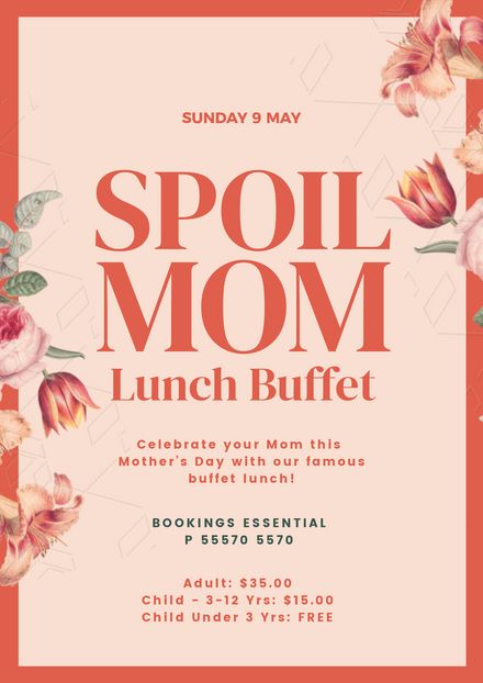 Mega Meat Raffle with Illustrated Cow - Easil Mothers Day Ad, Mother's Day Poster, Simple Poster Design, Pink Template, Background Leaves, Mother's Day Promotion, Diy Graphic Design, Mother's Day Theme, Print Marketing