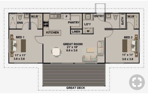 Guest House Plans, Australian House, Small Floor Plans, 2 Bedroom House Plans, Small House Floor Plans, Door Entrance, Tiny House Floor Plans, 2 Bedroom House, Bedroom Floor Plans