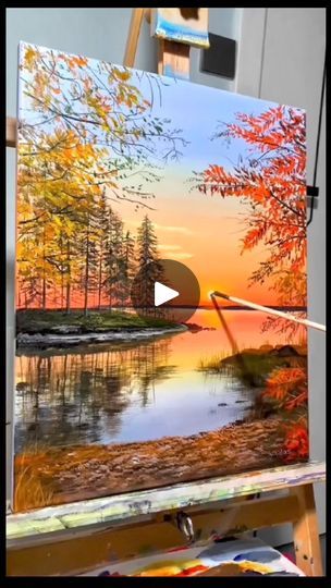 45 reactions · 3 comments | Acrylic landscape painting of Sunset scenery.🎨🖌️ . #nature #acrylic #painting #fbreels #art #landscape #canvas | Jun Das | Youchi Rami · Tention Love Nature Acrylic Painting, Sunset On Canvas, Painting Of Sunset, Sunset Scenery, River Sunset, Acrylic Landscape, Easy Canvas Art, Landscape Paintings Acrylic, Scenery Nature