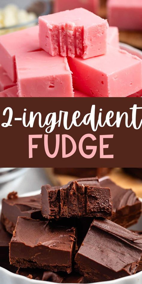 2 Ingredient Fudge is an easy fudge recipe that works every time - make your favorite flavor by using any kind of chocolate chips and any flavor frosting! Easy Fudge Recipe 2 Ingredients, Easy Fudge With Frosting, Chocolate Chip Fudge Recipe, Fudge With Icing Recipe, Fudge With Frosting Recipe, Icing Fudge Easy, Icing Fudge Recipe, Frosting Fudge Recipes Easy, Frosting Fudge 2 Ingredients