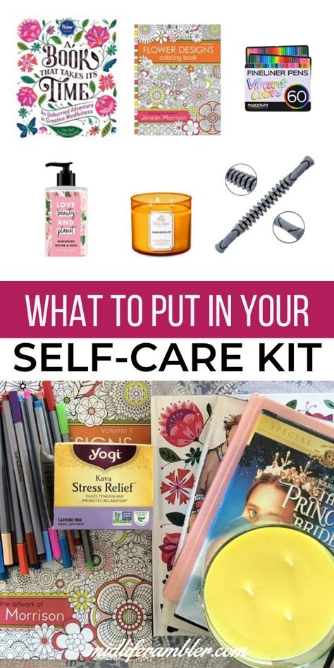 Coping Box Ideas For Adults, Feel Good Box Ideas, Crisis Box Ideas, Diy Self Care Kit Ideas, Self Care Kit Diy Gift Ideas, Self Love Box Ideas, Self Care Crafts Diy, Calm Box For Adults, Self Care Travel Kit