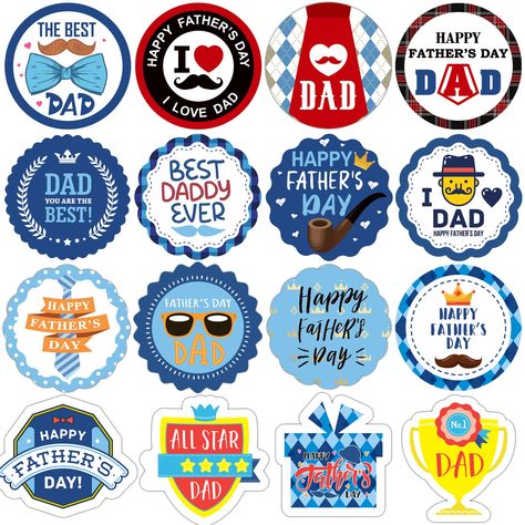 PRICES MAY VARY. LARGE QUANTITY OF FATHERS DAY STICKERS：Fathers Day is coming， Our Happy Fathers Day stickers is a good choice for you. Fathers Day stickers have 24 pieces, with 6 styles, 4 pieces for each style, 296 PCS in total. Happy Father's Day Present Stickers can perfectly meet your Fathers Day gift decoration needs. VARIOUS WAYS OF USE FOR HAPPY FATHERS DAY: Father's day stickers for can be used in a wide range. You can use our stickers for cards, envelopes, gifts, boxes and books. Fathe Father Day Sticker, Fathers Day Stickers Free Printable, Happy Father's Day Cards Diy, Fathers Day Tags, Fathers Day Stickers, Happy Fathers Day Cake, Diy Father's Day Cards, Cupcake Toppers Template, Father's Day Stickers