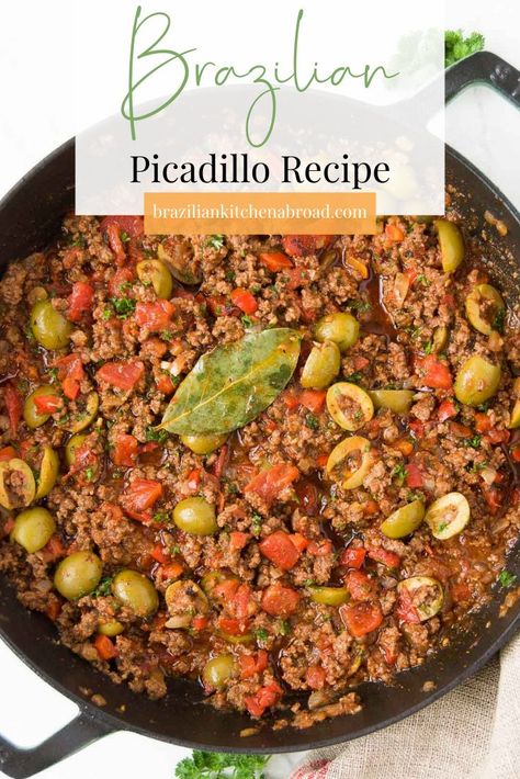 Brazilian Rice, Wildfit Recipes, Food Polls, Portuguese Foods, Beef Picadillo, Ground Beef Stews, Picadillo Recipe, Brazilian Dishes, Latin American Recipes