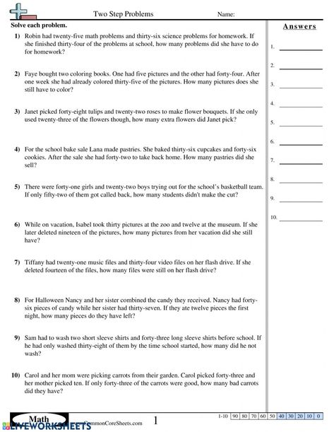 Two Step Word Problems, Problem Solving Worksheet, Multi Step Word Problems, 5th Grade Worksheets, Subtraction Kindergarten, Multiplication Word Problems, Addition Words, Addition Kindergarten, Two Step Equations